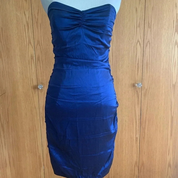 Express Silk Blend Ruched Strapless Bodycon Dress Lined Size 4 NWT - Picture 1 of 10